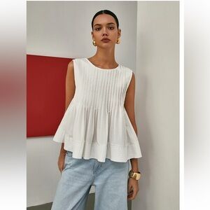 Commense Pleated Peplum Sleeveless Blouse Size Medium $49 retail online current